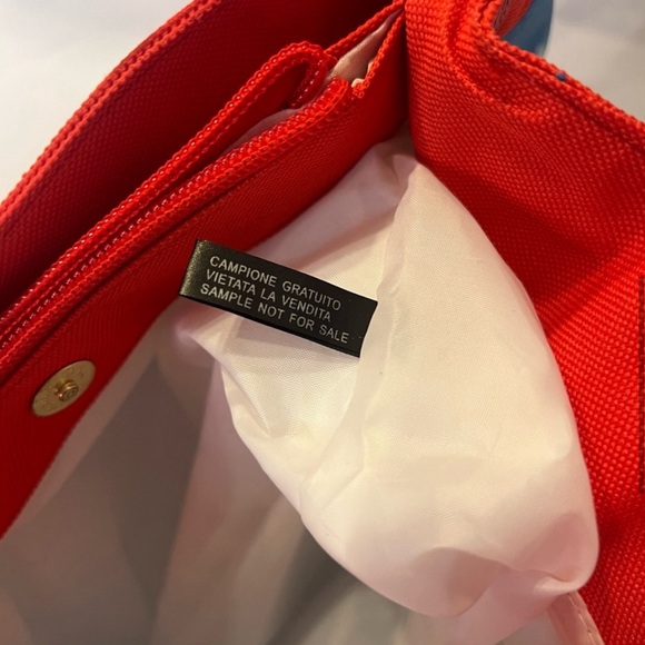 Moschino | Vintage 1990s Cloud Print Bag Red Blue Tote Logo Rope Handles - Picture 6 of 8
